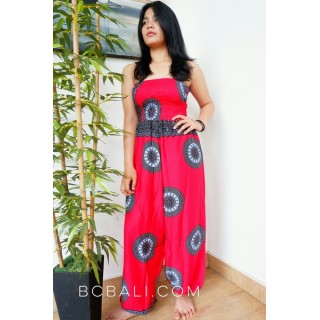 bali clothing hand pattern rayon printing jumpsuit